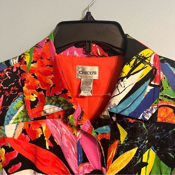 Chico’s Tropical & Colorful Blazer jacket Sz 0 (Small) - Picture 7 of 13